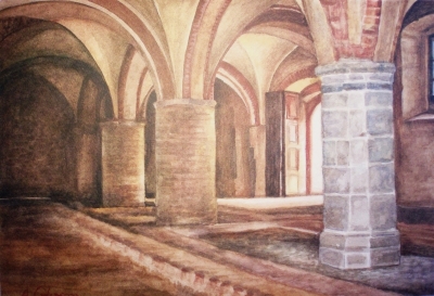 Le colonne borgognone - acquerello di Antonio Codegoni