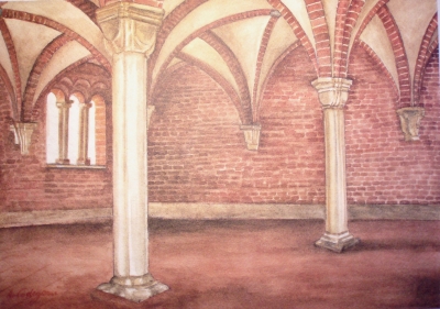 La sala capitolare - acquerello di Antonio Codegoni