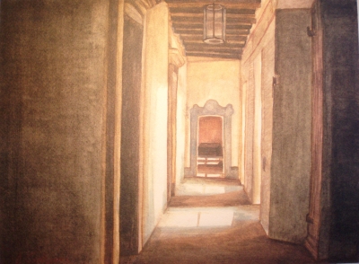 Il corridoio seicentesco - acquerello di Antonio Codegoni