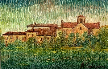 il complesso monastico - olio di antonio codegoni